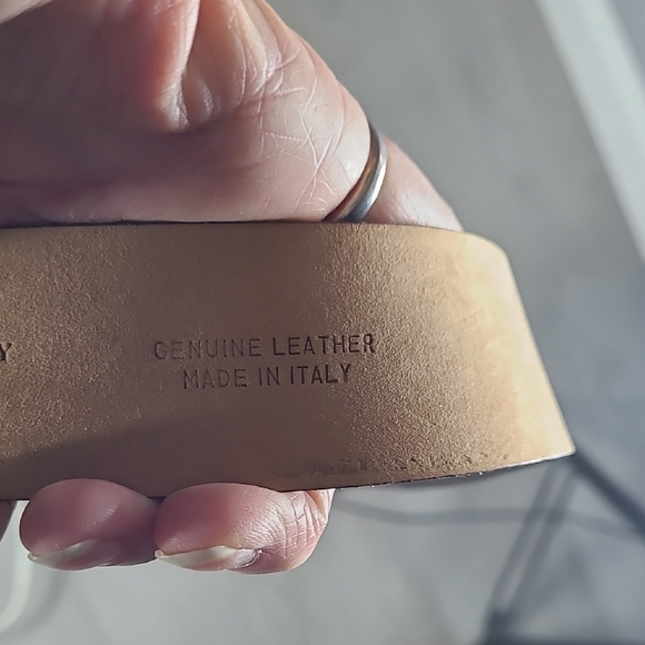 Genuine Leather Barbara & Company Black Belt with Gold and Turquoise Buckle - Picture 6 of 8